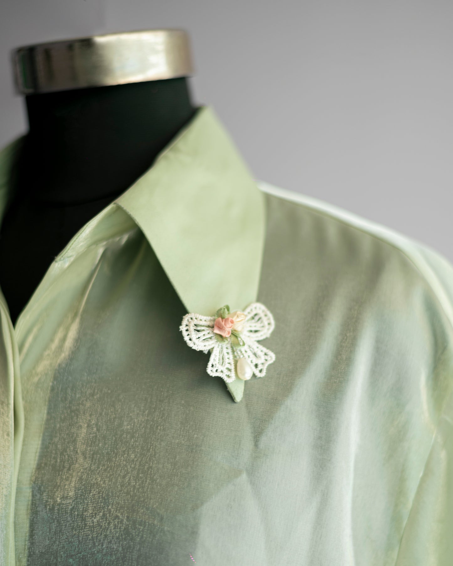 Organza Long Shirt With Chic Collars